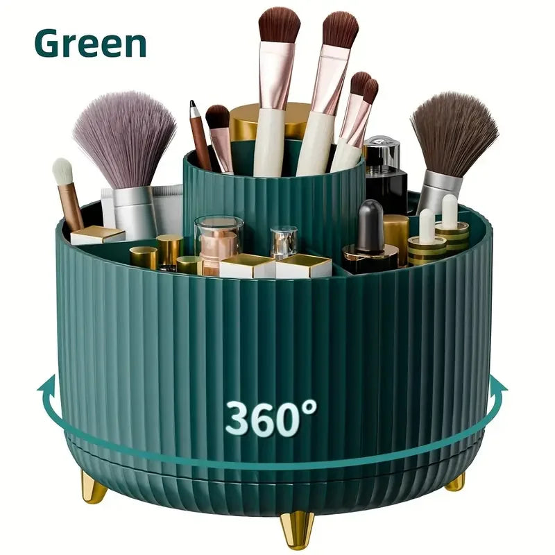 360° Rotating 5-Slot Makeup Brush Holder & Desk Organizer