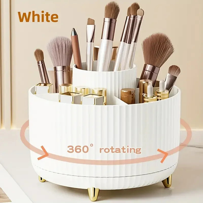 360° Rotating 5-Slot Makeup Brush Holder & Desk Organizer
