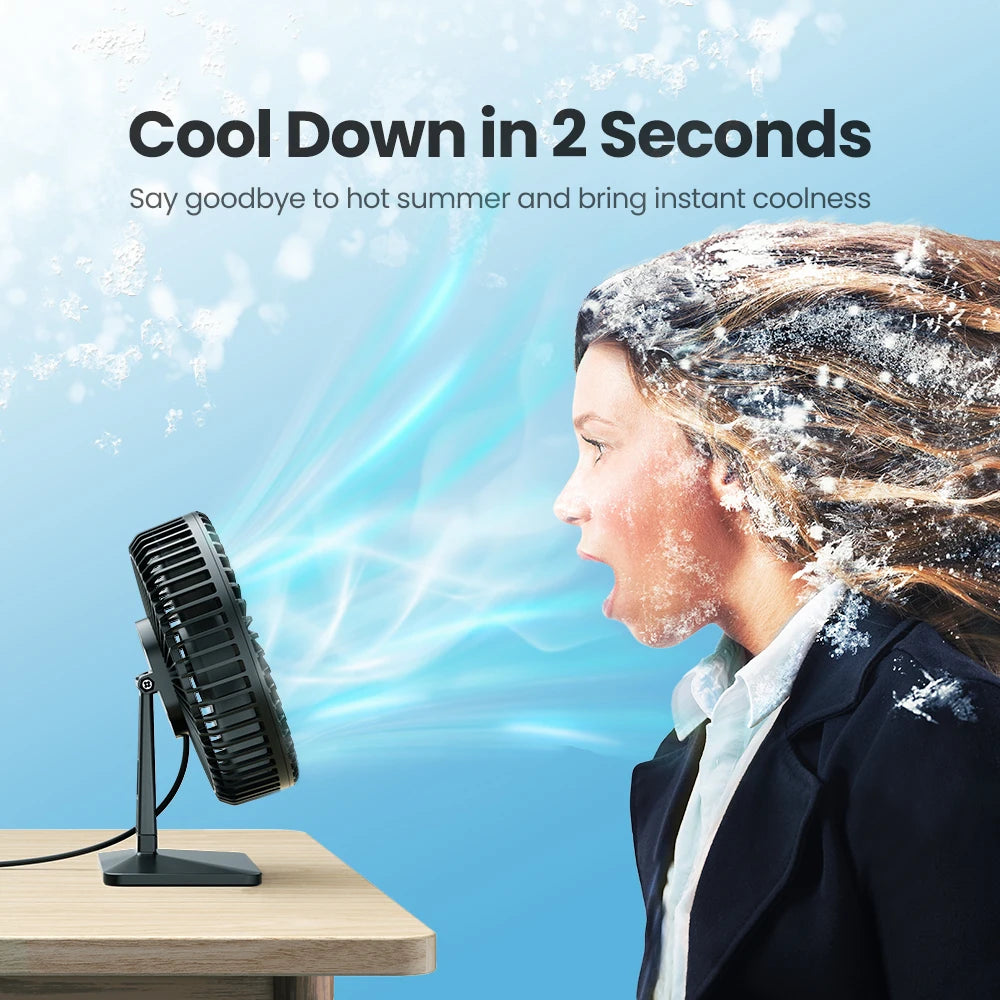 Ventilateur de bureau USB GAIATOP – Ultra silencieux, 4 vitesses, refroidissement réglable