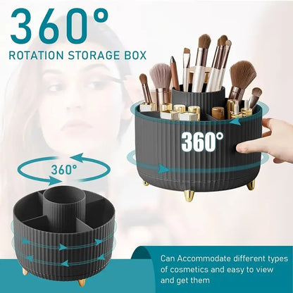 360° Rotating 5-Slot Makeup Brush Holder & Desk Organizer