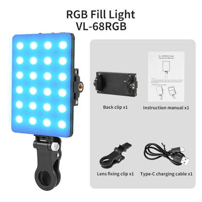 Mini clip d'éclairage LED RVB – Éclairage compact pour vlogs, selfies et vidéos