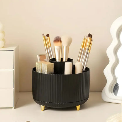 360° Rotating 5-Slot Makeup Brush Holder & Desk Organizer