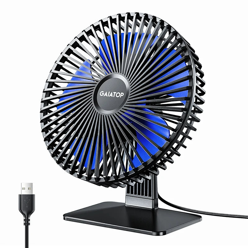Ventilateur de bureau USB GAIATOP – Ultra silencieux, 4 vitesses, refroidissement réglable